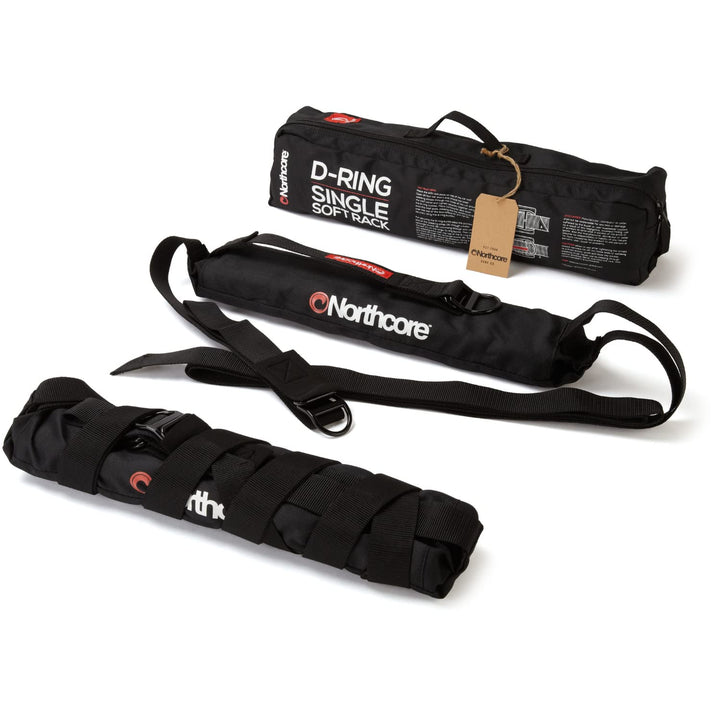 Northcore Surf Accessories D Ring Single Overhead Soft Rack Black, Black