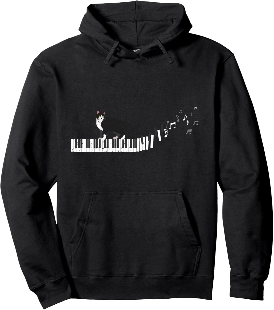 Haustier Musiker Piano Geschenk Katzen Klavier Pullover Hoodie