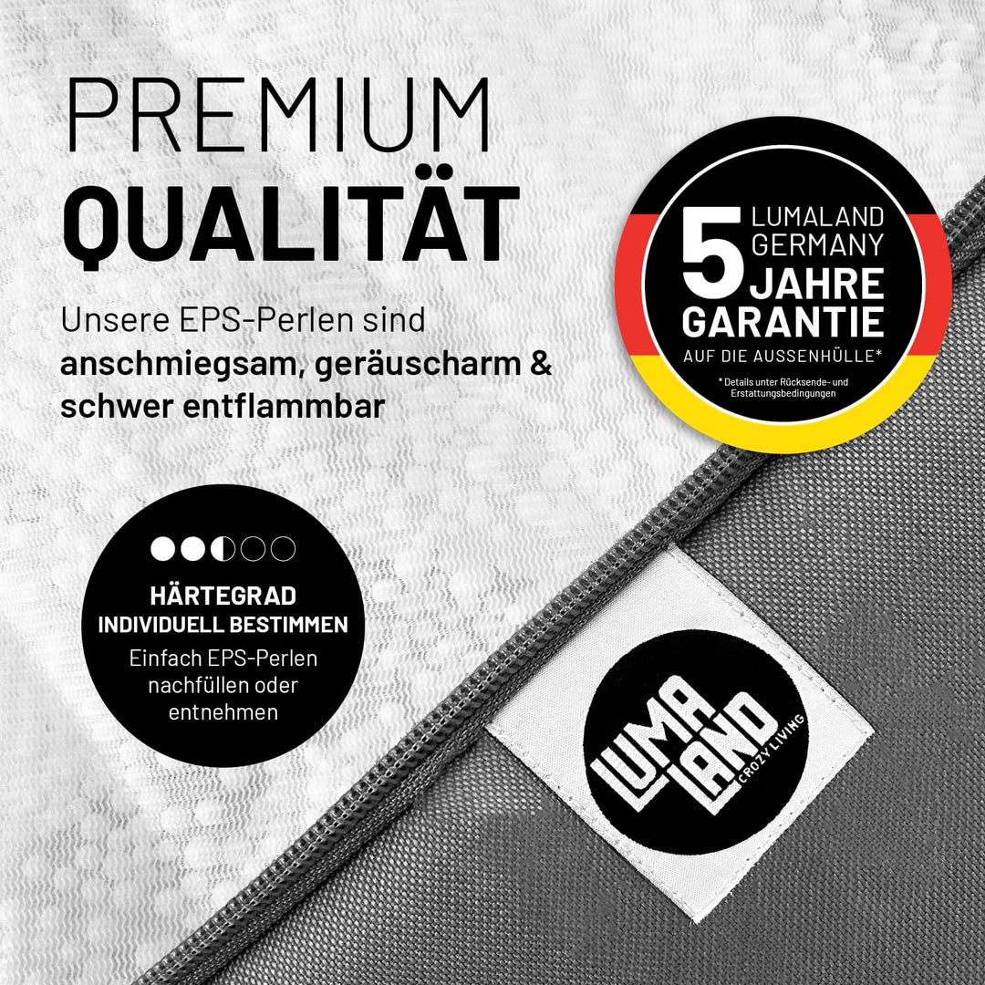 Lumaland Modular Sitzsack Hocker Cord 140 L für Modulares Sofa | ideales Match mit Sessel | EPS Perl