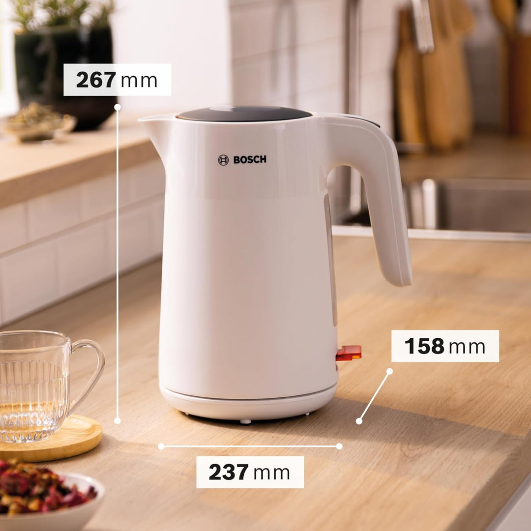 Bosch kabelloser Wasserkocher MyMoment TWK2M161, Abschaltautomatik, Überhitzungsschutz, Tassenanzeig