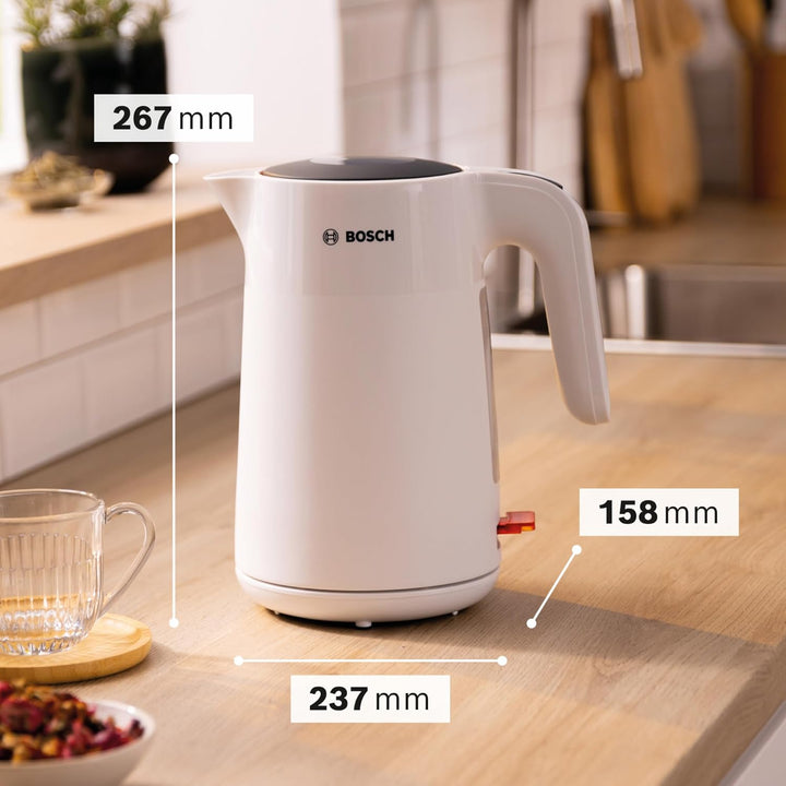 Bosch kabelloser Wasserkocher MyMoment TWK2M161, Abschaltautomatik, Überhitzungsschutz, Tassenanzeig