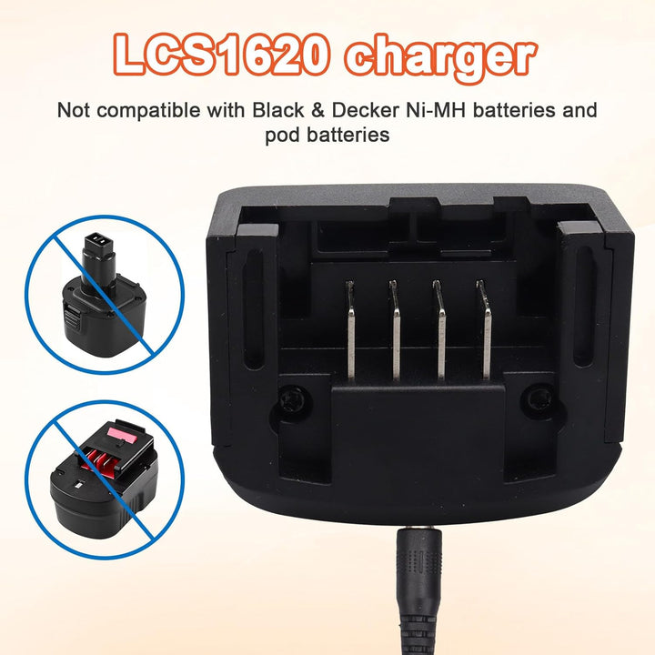 LCS1620 Ersatz Ladegerät Kompatibel mit Black &amp; Decker, 18V /20V Lithium-Akku Ladegerät für BL2018 B