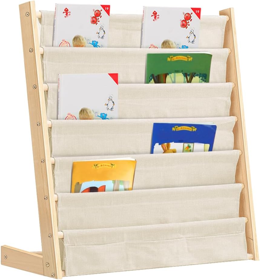 HUOLE Bücherregal für Kinder, 6-Ebenen-Regal für Bücher, Schulzubehör für Kinderzimmer, Kindergarten