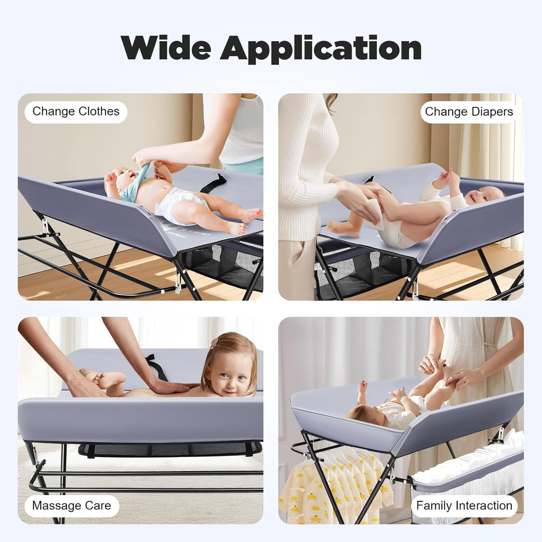 CHERIPOLI klappbare Wickelkommode Wickeltisch, Baby Wickelkombi, mit Wickelauflage Sicherheitsgurt u