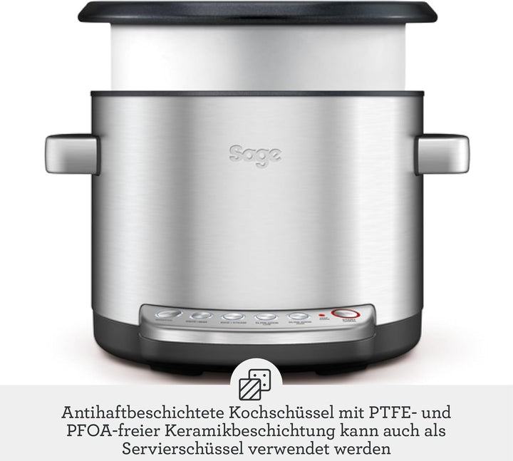Sage - The Risotto Plus - Multikocher mit Rührfunktion für Risotto - 3,7 L Reiskocher, Dampfgarer, S