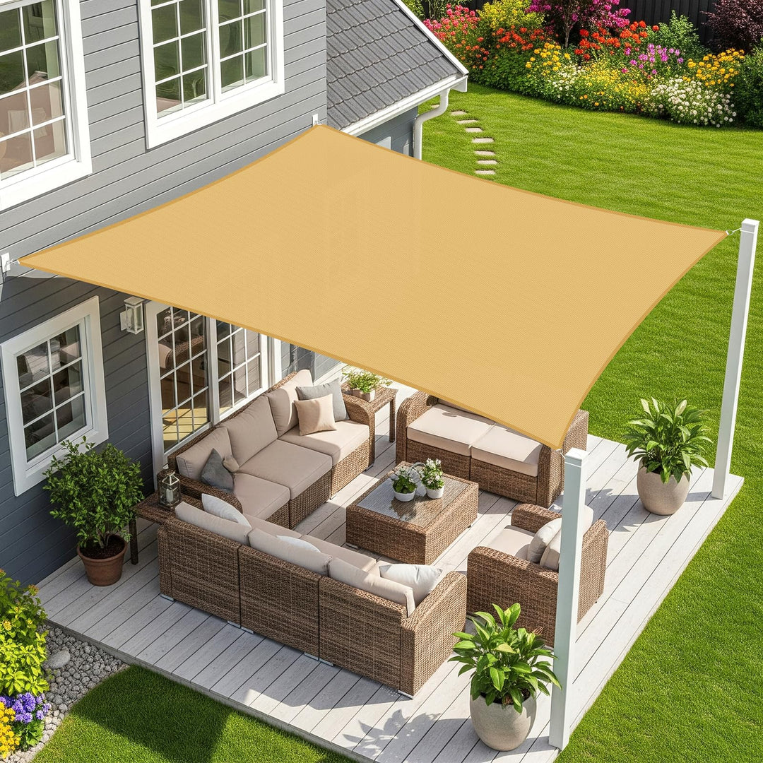Sunnylaxx 3.5x4.5m Sonnensegel Rechteckig, Wasserdicht Sonnenschutz Sunsegel Color Sand, 95% UV-Schu