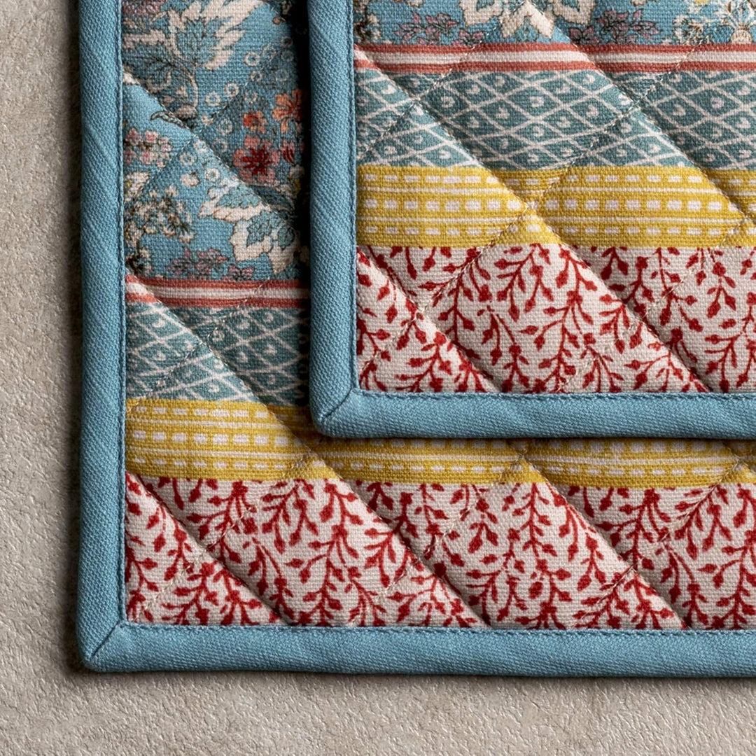 Maison d'Hermine Topflappen-Set, 100% Baumwolle, hitzebeständig, 20 cm x 20 cm, mit Schlaufe zum Gri