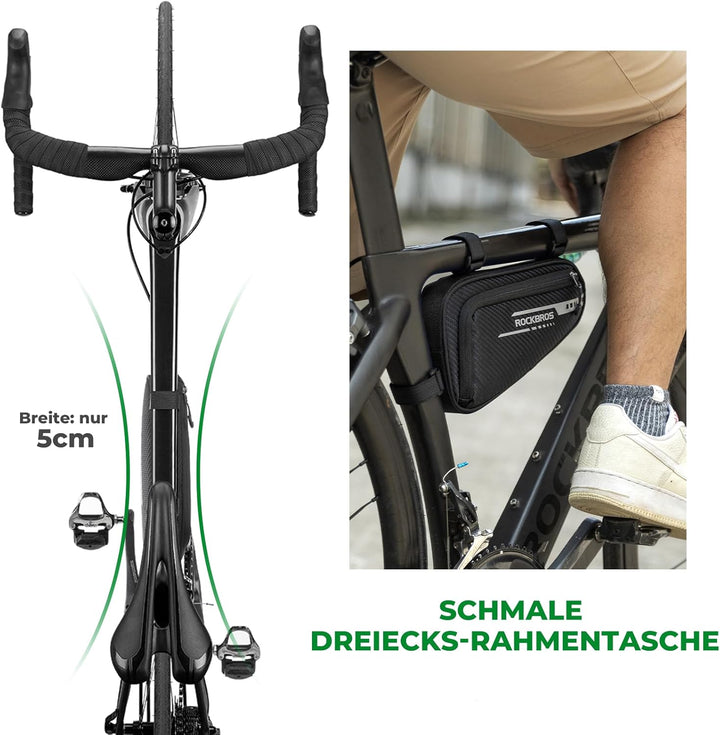 ROCKBROS Rahmentasche Dreieckstasche 1,2L Fahrradtasche für MTB, Rennräder Wasserabweisende Werkzeug