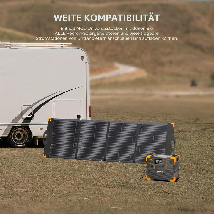 pecron 200 Watt Solarpanel, Tragbares Solarpanel für Kraftwerk, Hocheffizientes Solarpanel Faltbar,