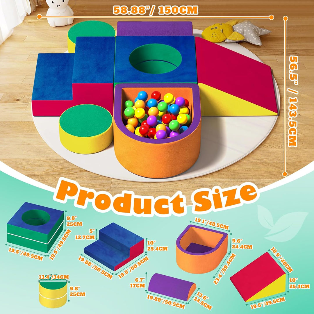 8pcs Schaumstoff Bausteine Kinder mit Bunten softbausteine Kletterblöcken für Kleinkinder Jahren, In