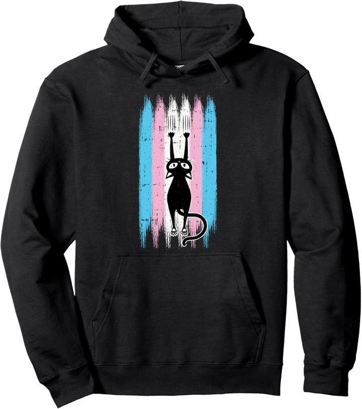 Cat Scratching Trans-gender Pride Kitten Kitty LGBT-Q Ally Pullover Hoodie
