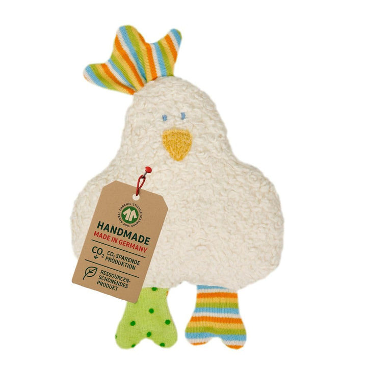 Efie Bio-Rassel Huhn – 100% Baumwollplüsch (kbA) mit Schurwoll-Füllung (kbT) – handgefertigt in Deut