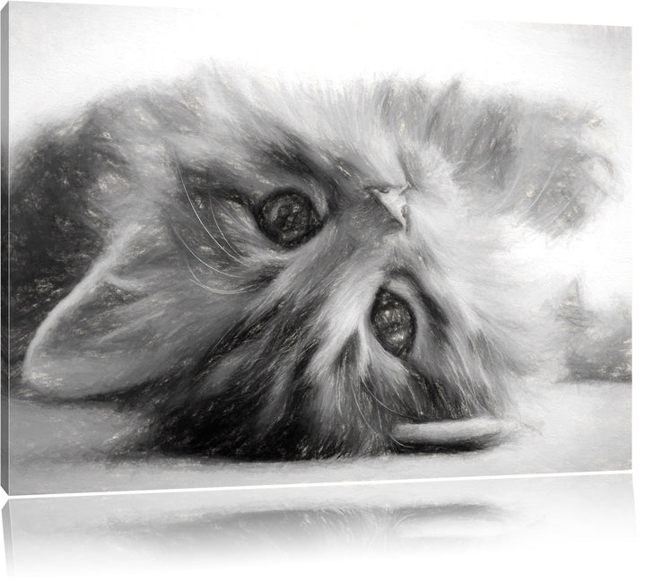Pixxprint Süsses Katzenbaby als Leinwandbild/Grösse: 100x70 / Wandbild/Kunstdruck/fertig bespannt, 1