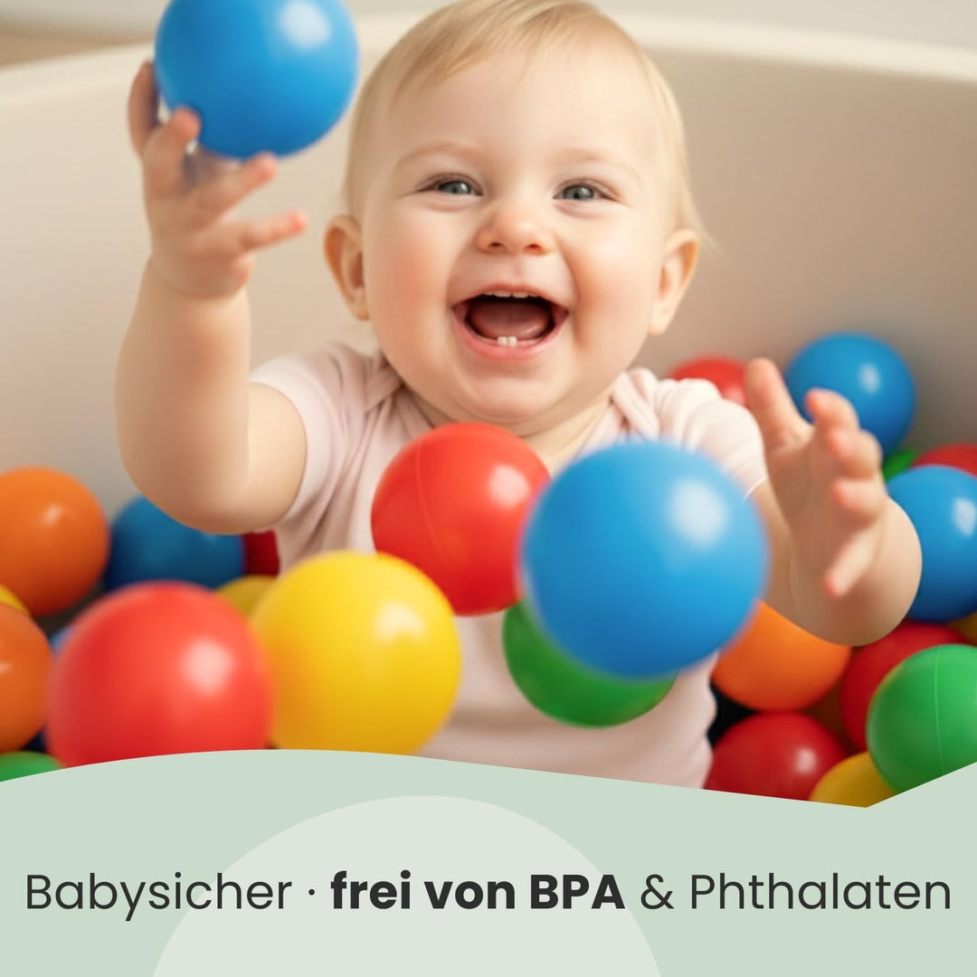 LittleTom 50 Bälle für Bällebad - Bunte Kunststoffbälle für Kinder - robuste Babybälle ideal für Bäl