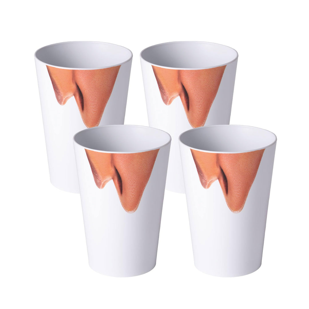 AWAVE Festival Becher Set 4-teilig aus rPET, 400 ml, mit Eichstrich, Stapelbar, Mehrweg Wiederverwen
