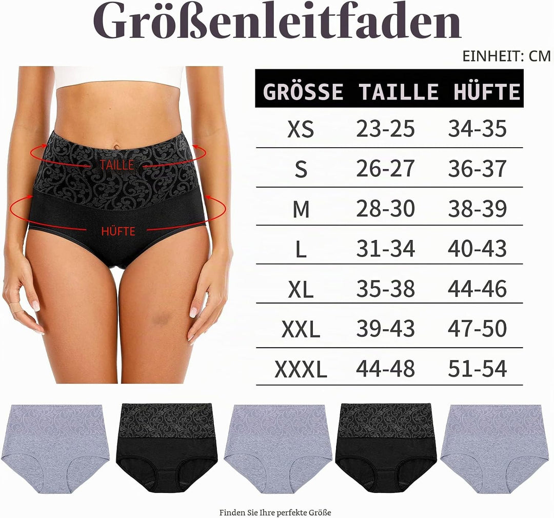 Senllori Damen Unterwäsche, hohe Taille, Baumwolle, Bauchkontrolle, weiche volle Abdeckung Multipack
