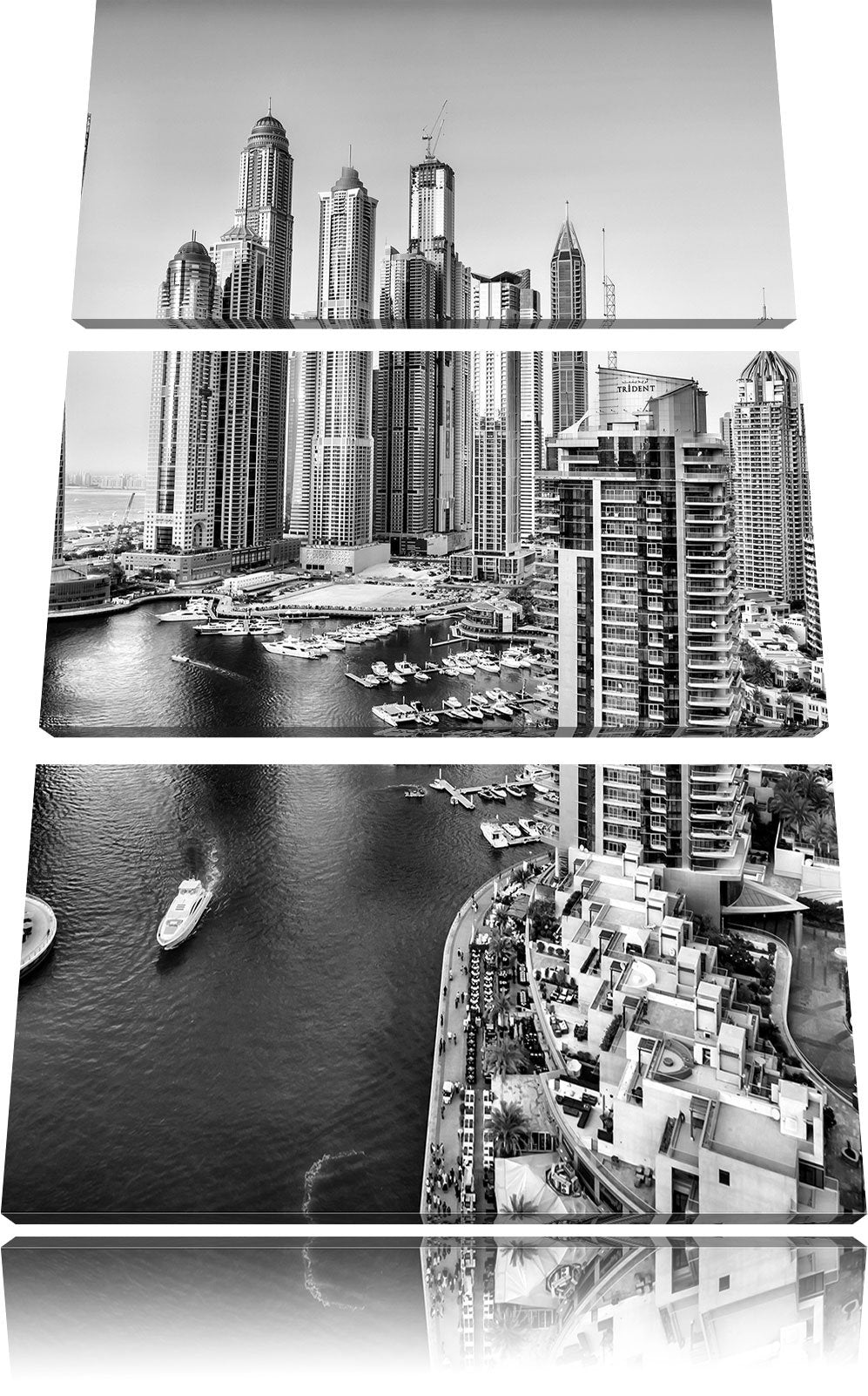 Pixxprint Monocrome, Dubai Metropole 3-Teiler Leinwandbild 120x80 Bild auf Leinwand