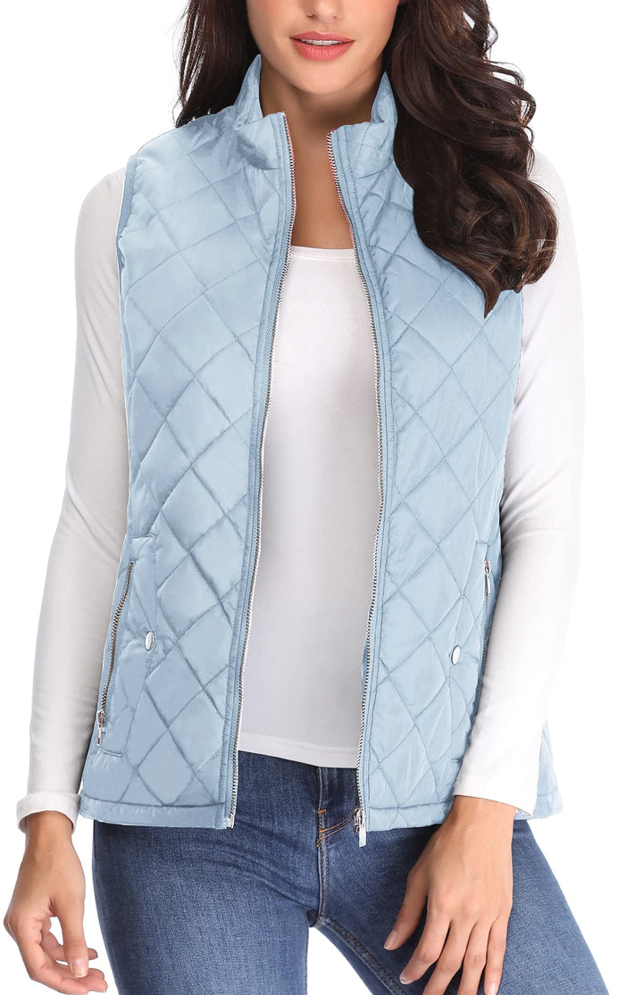 MISS MOLY Damen Weste mit Stehkragen Weste Jacke Winter Warm Ultraleicht Hellblau 38, Hellblau 38