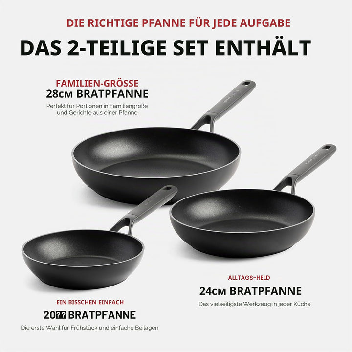 KitchenAid Classic Bratpfannen-Set 20cm, 24cm und 28cm, Hart Anodisiert, PFAS-freie Gesunde Keramisc