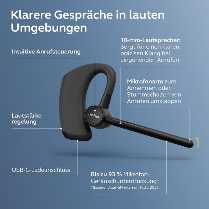 Jabra Perform Go 4 Mono Bluetooth Headset, Einohr-Wireless-Headset mit Dual-Mikrofon Geräuschunterdr