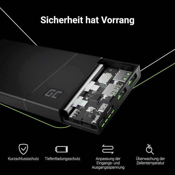 Green Cell Powerbank 10000mAh 18W PD USB C Externer Handyakkus GC PowerPlay10S Tragbares Ladegerät P