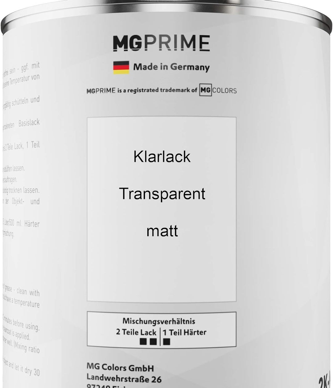 MG PRIME 1,5 Liter 2K Klarlack Autolack matt HS inkl. Härter