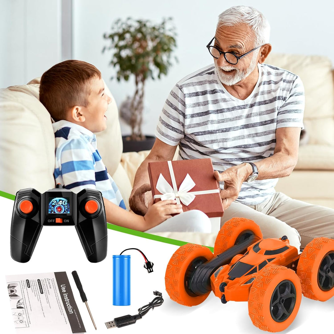 MidiVix Ferngesteuertes Auto, 90 Min Spielzeit, 2.4Ghz Doppelseitig 360° drehbare RC Stunt Crawler m