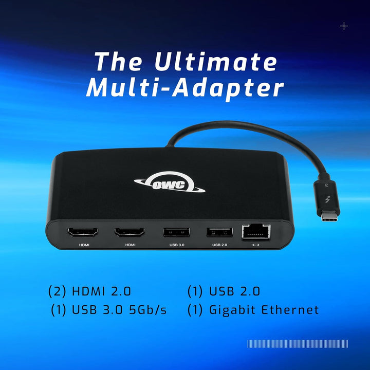 OWC - Thunderbolt 3 Mini Dock - 5 Port Thunderbolt 3 min-Dock 2 x HDMI, Features 2 x HDMI 4K60, USB