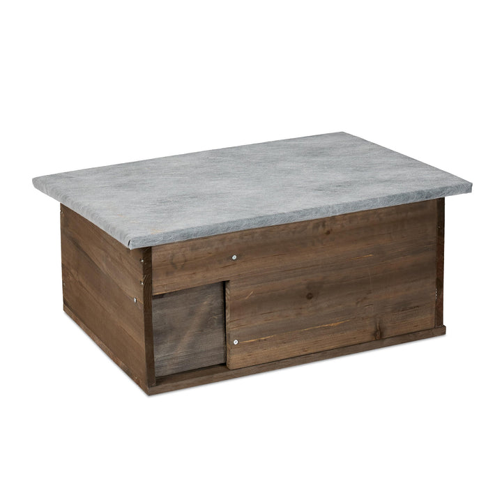 Relaxdays Igelhaus, Bausatz, Igelbau mit Boden, Rattenklappe & Labyrintheingang, Holz, HxBxT: 21 x 4