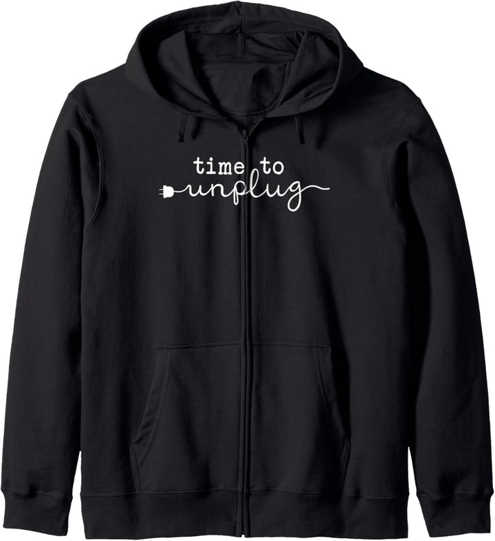 Time To Unplug White Text Kapuzenjacke