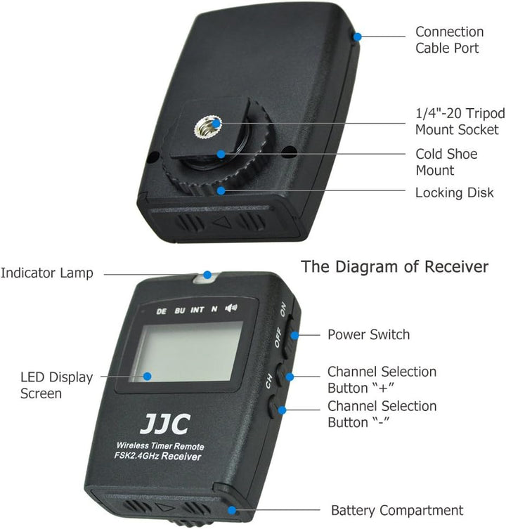 JJC Wireless Remote Shutter Release Control Zeitraffer-Intervallmesser-Timer für Nikon D5500 D5600 D