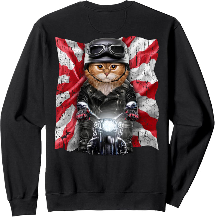 Patriotkatze auf einem Motorrad mit Flagge von Japan Sweatshirt