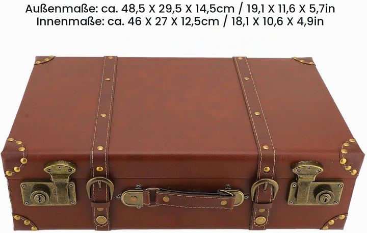 NOENNULL Brauner Mini-Lederkoffer Im Vintage-Stil, Kleiner Handgepäckkoffer mit Schultergurt Reiseko