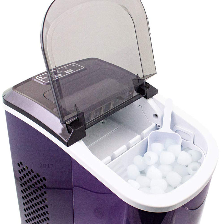 Eiswürfelmaschine Edelstahl Eiswürfelbereiter Eiswürfel Ice Maker Eis Maschine Icemaker (Violett)