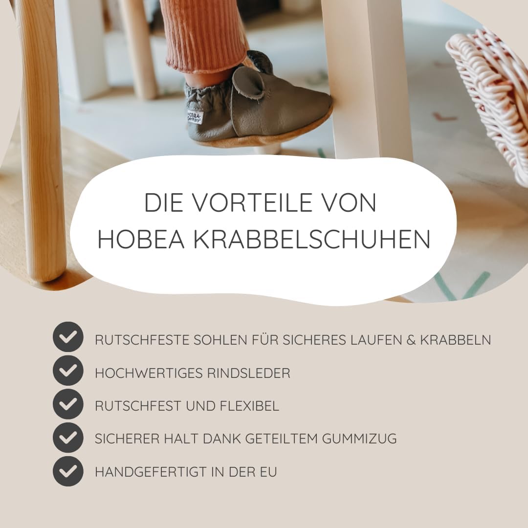 HOBEA-Germany Krabbelschuhe für Jungs und Mädchen in verschiedenen Designs 24/25 EU Maus Grau, 24/25