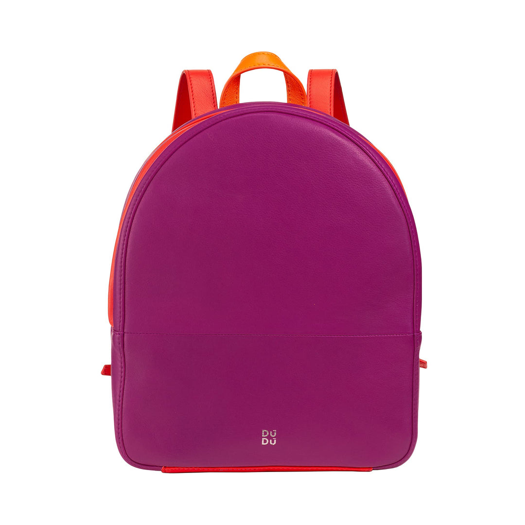 DUDU Rucksack Damen Bunt Sommerlich aus weichem Leder Rucksack Multicolor mit doppeltem Reissverschl