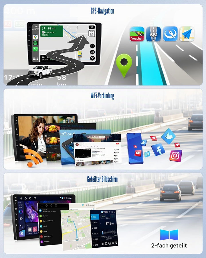 CAMECHO 4G+64G Android 15 Autoradio für Kia Sportage 3 III SL 2010-2016 mit Navi Carplay Android Aut