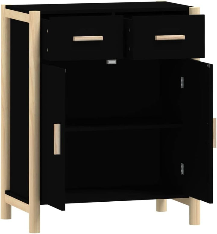 FIRBNUS Komodenschrank 62x38x75 cm mit Holzbeine und 2 Schubladen TV Schrank Highboard Aufbewahrungs