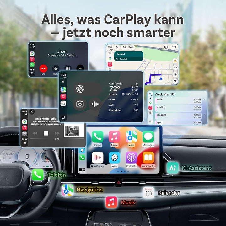 OTTOCAST Mini Nova, 2026 Verbesserter 2-in-1 Wireless CarPlay Android Auto Adapter für iOS- und Andr