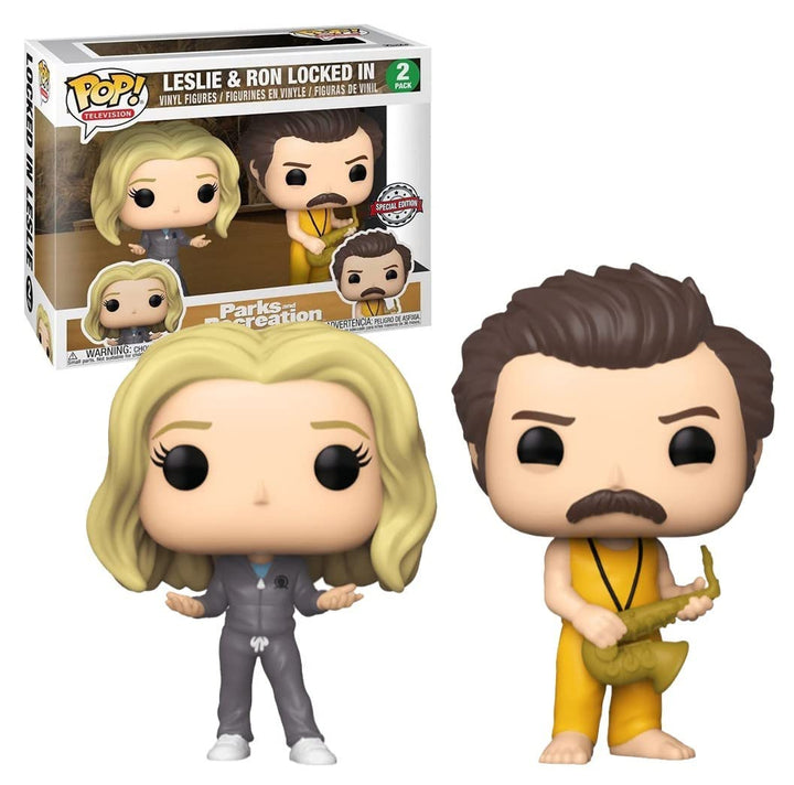 Funko Pop! 56740 Parks &amp; Recreation: Leslie &amp; Ron Locked In, 2 Stück