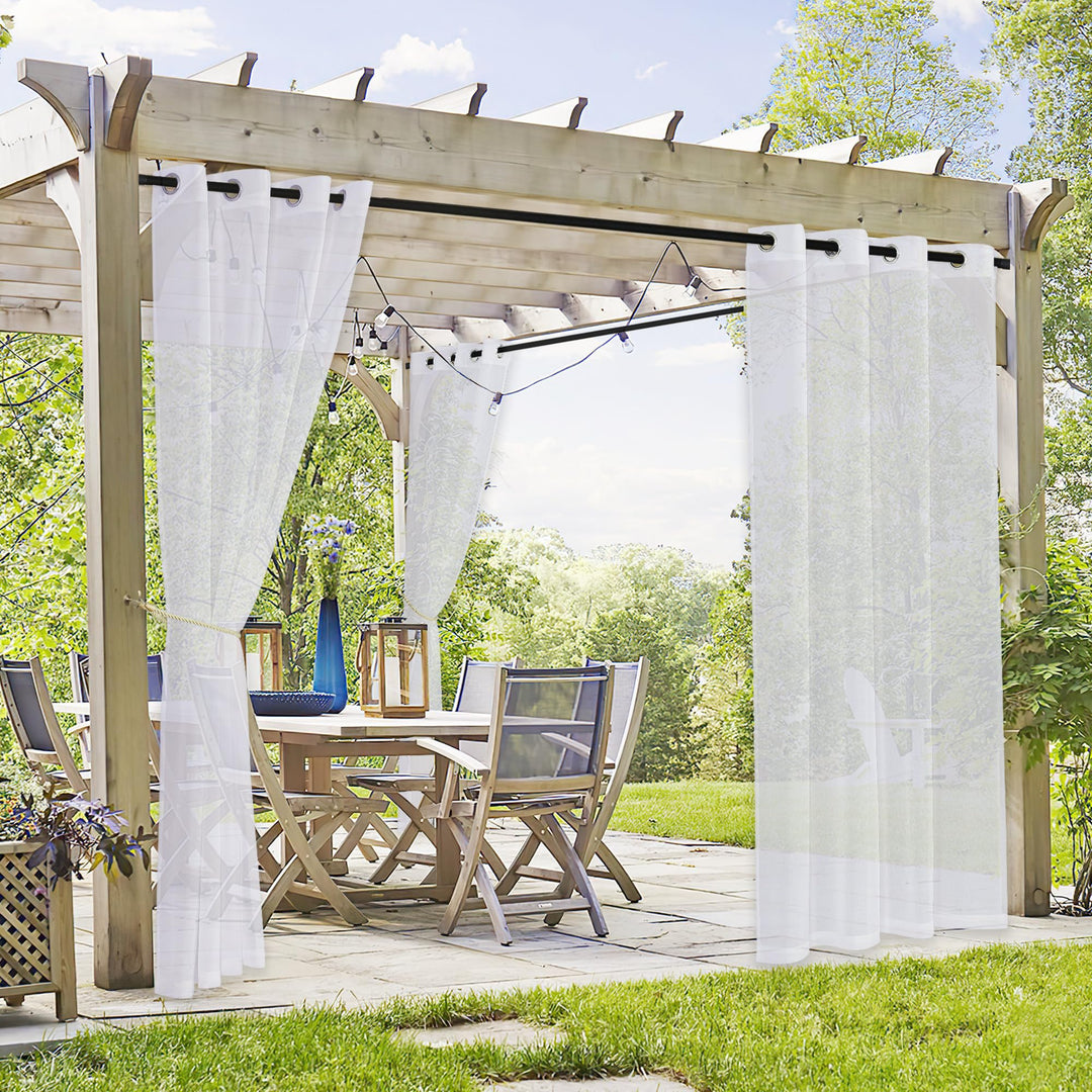 PONY DANCE Outdoor Gardinen Weiss Transparent Outdoorvorhang mit Ösen Pavillon und Terrasse Vorhänge