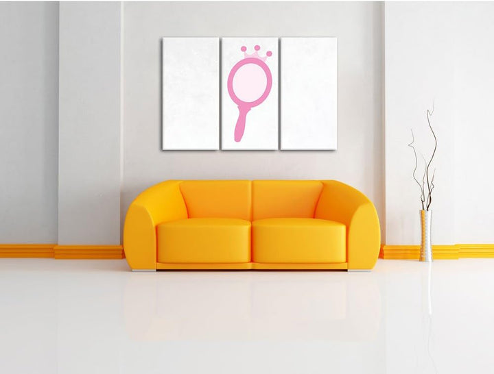 Pixxprint Hübscher Spiegel weiss 3-Teiler Leinwandbild 120x80 Bild auf Leinwand