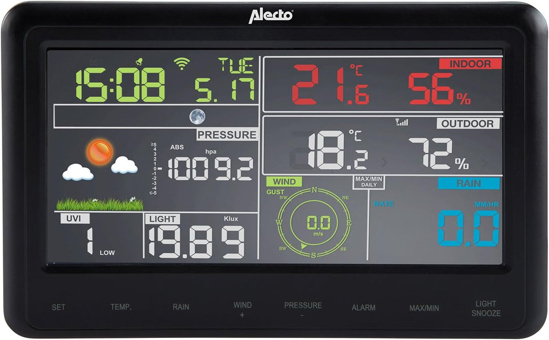 Alecto WS-5500 Wetterstation mit Regen, Wind Messer und Weather Underground APP, Schwarz, 37 x 41 x
