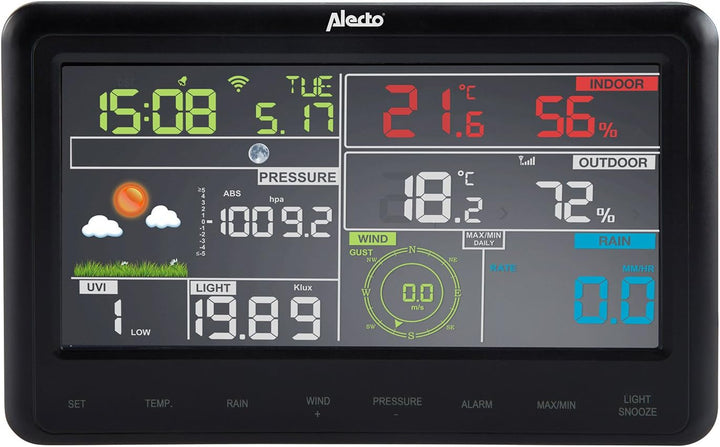 Alecto WS-5500 Wetterstation mit Regen, Wind Messer und Weather Underground APP, Schwarz, 37 x 41 x