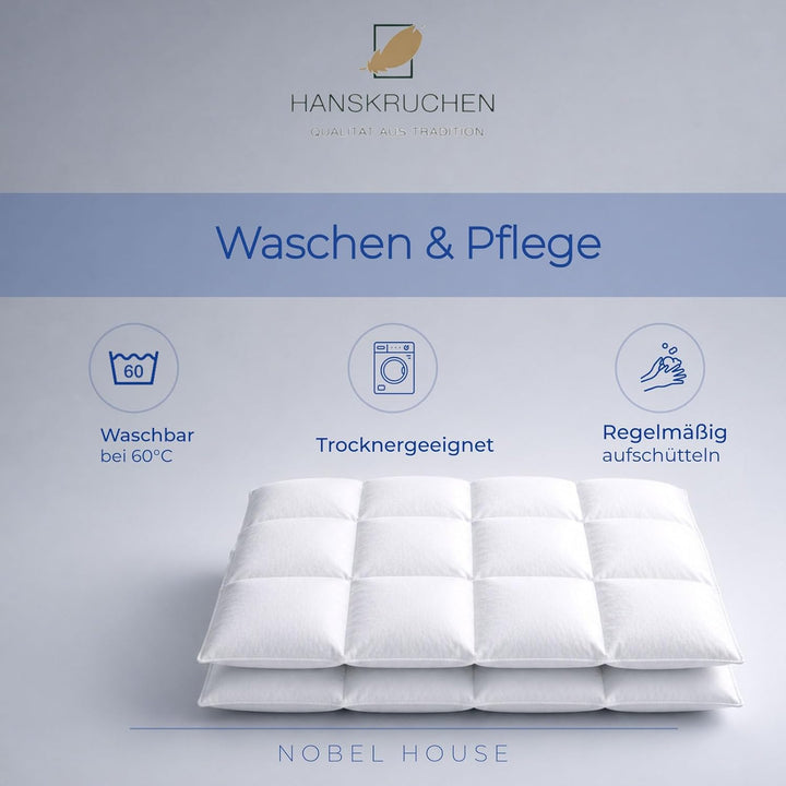 Hanskruchen Nobel House Luxus Daunendecke, Leicht, 90% Daunen / 10% Federchen, 155 x 220 cm, 155 x 2