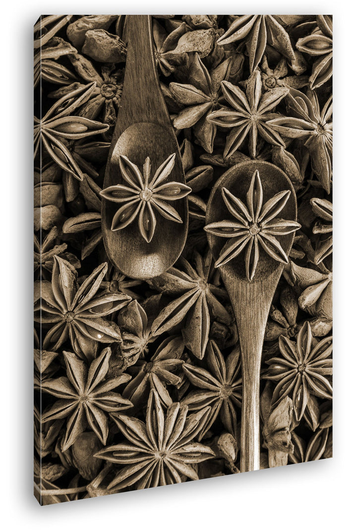 deyoli Gewürz Anise Format: 80x60 Effekt: Sepia als Leinwand, Motiv fertig gerahmt auf Echtholzrahme