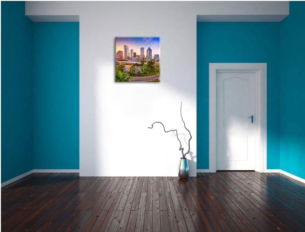 Skyline in den USA, Format: 70x70 auf Leinwand, XXL riesige Bilder fertig gerahmt mit Keilrahmen, Ku