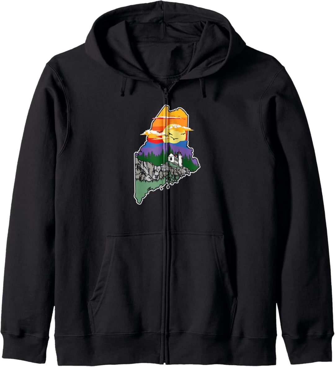 Retro Maine Nature &amp; Outside Lover Illustrated Graphic Kapuzenjacke