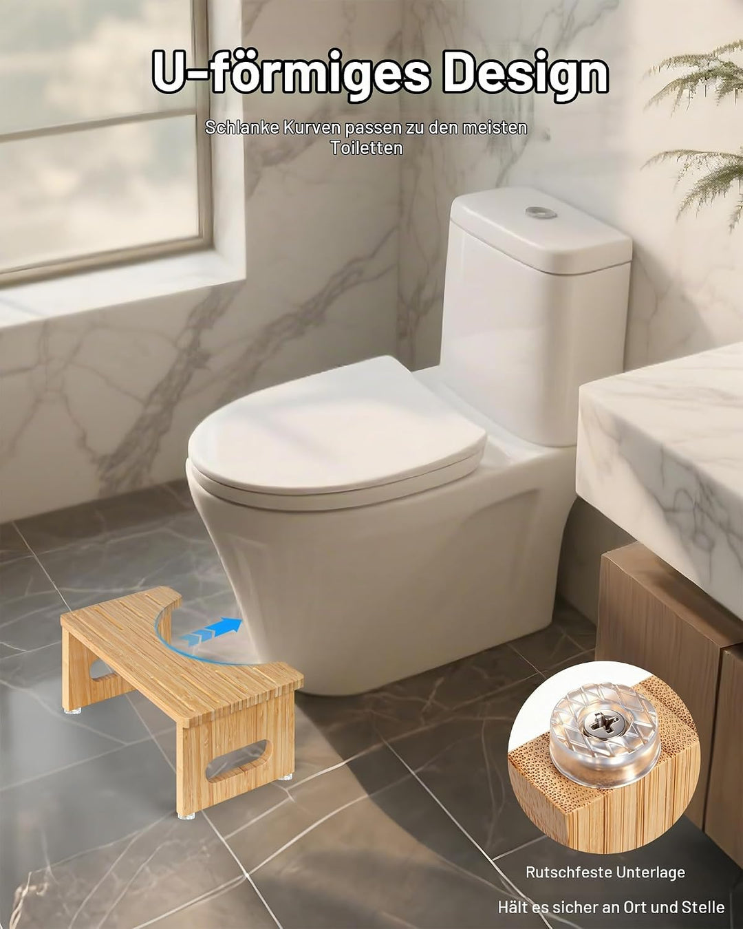 Toilettenhocker Holz, Klappbarer WC Hocker für Erwachsene, Toilettenhocker Erwachsene,Tritthocker Kl