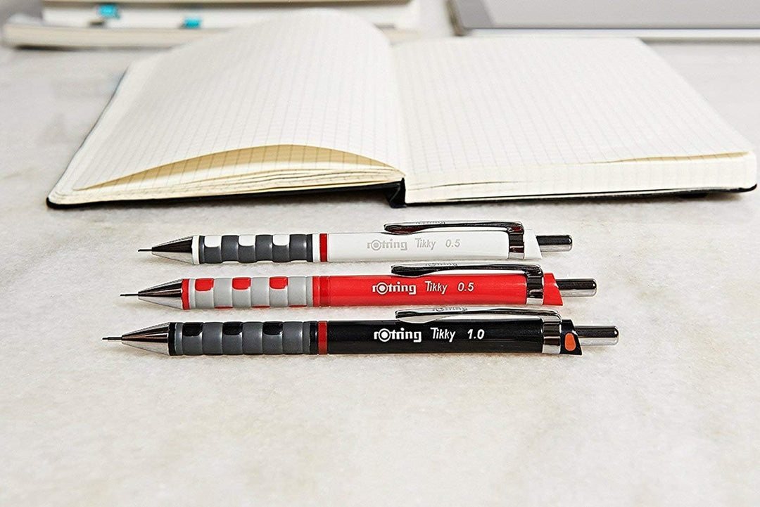 rOtring Tikky-Druckbleistift, farblich gekennzeichnet, 1 mm, schwarzer Schaft, 12er-Box 12er-Box HB